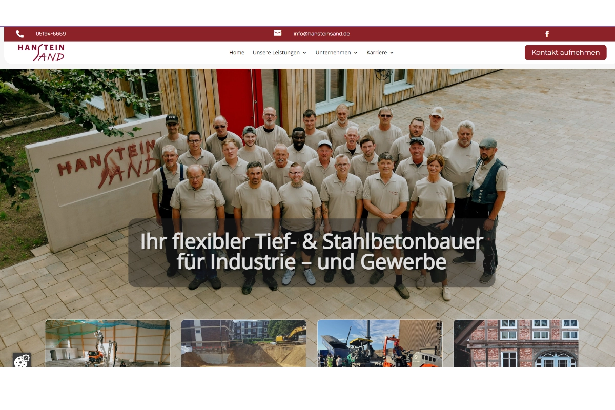 Startseite der Website Hanstein & Sand Startseite der Website Hanstein & Sand