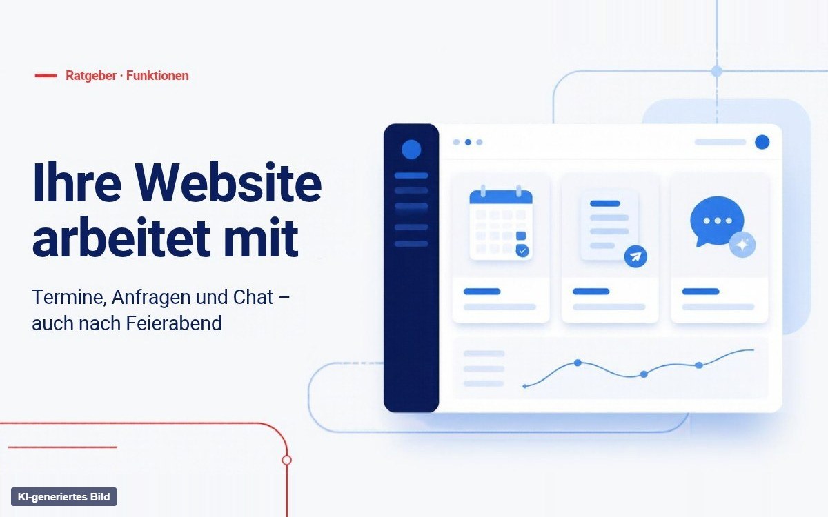 Grafik: Dashboard mit Kalender, Formular und Chat